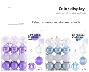 Set of 24 pieces of 6cm Christmas ball ornaments in light purple and blue matte finishes