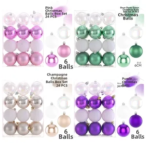 Detail of 24-piece 6cm Christmas ball set in matte, glossy, and glitter finishes