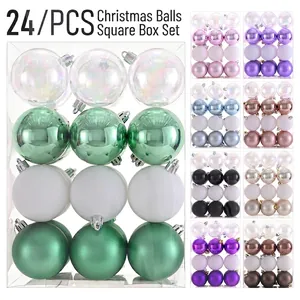 24PCS 6CM Electroplated Plastic Christmas Ball Set For Tree Decoration Mixed Textures Holiday Hanging Ornament Home Decor
