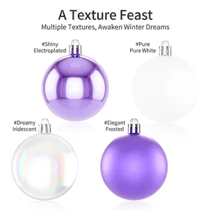 6cm Christmas ball set with purple chrome, matte white, and iridescent finishes