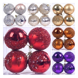 8cm Christmas balls set with glitter, matte, and sequin finishes for holiday decoration