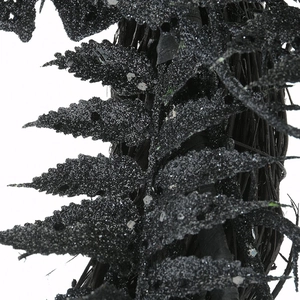 Halloween black bat wreath with glitter branches for spooky indoor home atmosphere decoration