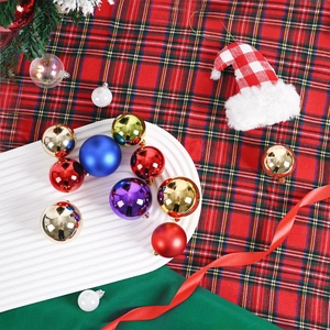 6cm Christmas ball set with assorted electroplated and matte finishes on plaid background