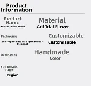 Detailed specifications of handmade 20cm artificial Christmas flowers for wreath decoration