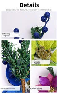 Detailed view of glitter berries, artificial pine needles, and floral holiday decor components