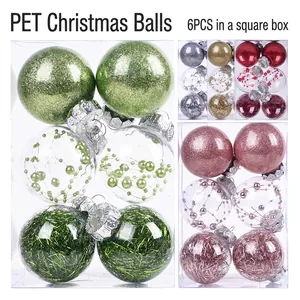 PET Transparent Christmas Balls Ornaments Glitter Hanging Tree Decorations For Holiday Party Festive Home Decor