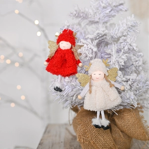 Angioletti di Natale in peluche con ali per decorazione dell'albero di festa