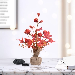 Mini acero artificiale con base in lino per decorazioni autunnali e feste di festa