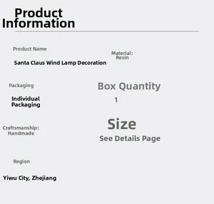Detailed specifications of the handcrafted resin Santa Claus lantern Christmas ornament
