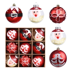 9er-Set 8cm rot-weiße Weihnachtsbaumkugeln in einer 9-Gitter-Karton-Geschenkbox