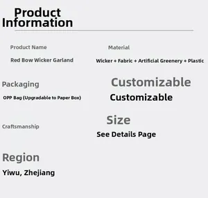 Detailed material specifications for handmade Christmas wreath with red berries and bow