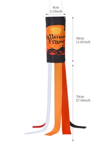 Halloween pumpkin windsock banner with dimensions 8cm diameter and 100cm total length