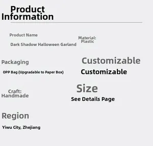 Specifications of Dark Phantom Halloween Wreath made of handmade plastic in OPP packaging