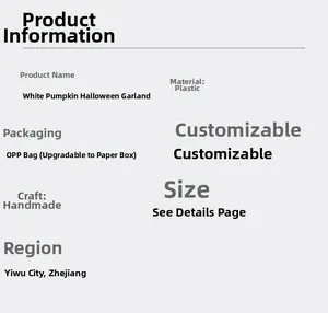 Detailed specs of handmade white pumpkin Halloween wreath made with plastic materials