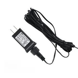 Close-up of US plug UL certified 12V power adapter with raintight class 2 power supply