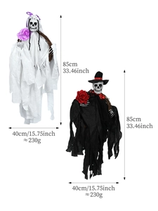 Décoration fantôme mariée et marié d'Halloween avec dimensions 85cm hauteur et 40cm largeur
