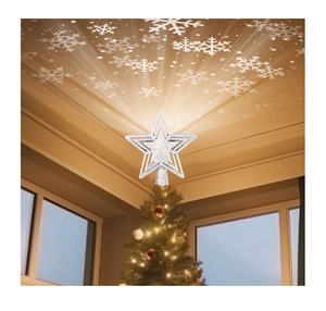 Silberner glitzernder Weihnachtsbaum-Stern mit integriertem Schneeflocken-Lichtprojektor