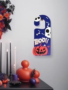 Halloween door hanger featuring spooky Jack Skellington skull, pumpkin and Boo lettering