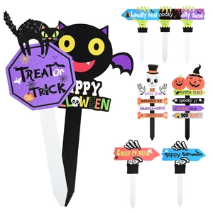 Halloween Gartenstecker Holzschilder Kürbis Geist Katze Fledermaus Outdoor Gartendekoration Spooky Party Rasen Ornamente Holz Anhänger