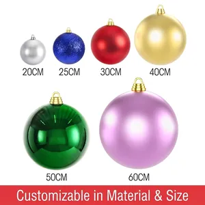 Large Christmas Ball Ornaments Electroplated Matte Glitter Plastic Baubles For Holiday Festival Party Home Decor