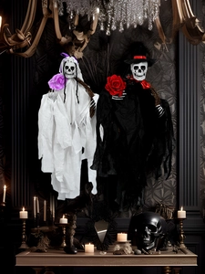 Décoration d'Halloween suspendue de mariée et marié fantômes pour ambiance gothique