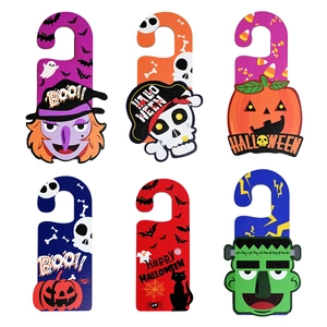 Halloween Wooden Door Hanger Decorations Witch Pumpkin Skeleton Monster Sign For Party Home Room Door Handle Hanging Decor