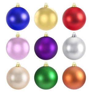 Set of colorful Christmas baubles in matte finishes including blue gold and red spheres