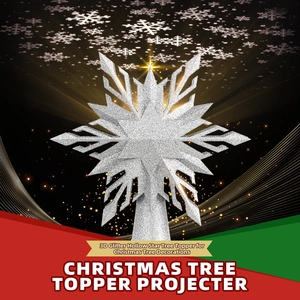 LED Christmas Tree Topper Star Projector 3D Glitter Hollow Snowflake Tree Top Decoration For Christmas Party Home Decor Festive Lamp