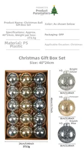 Christmas ball gift box set with 15 silver and champagne ornaments for tree decor