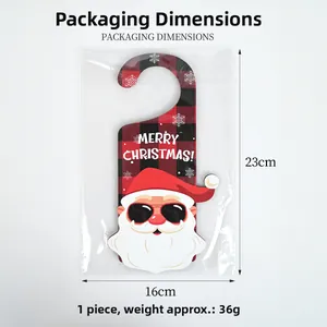 Christmas door hanger size guide featuring Santa pattern and dimensions 23cm by 16cm