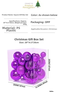 Macro detail of purple Christmas balls set with matte, glitter and glossy textures