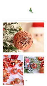 Detailed view of assorted rose gold Christmas ball ornaments with embossed textures