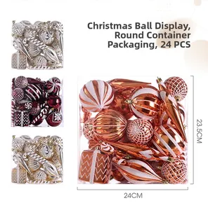 Detailed view of silver, red and gold Christmas ornaments with glitter and matte textures
