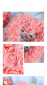 Detailed macro view of soft pink PE foam roses for Valentine wedding wreaths