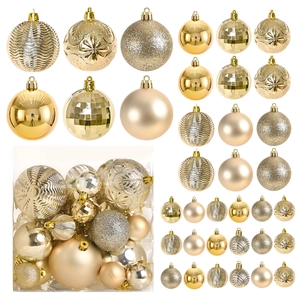 Electroplated Plastic Christmas Tree Hanging Ornaments Matte Glitter Embossed Pattern Decorative Baubles For Holiday Decor