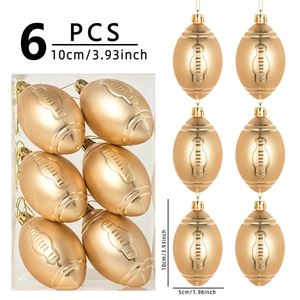 Lot de 6 ornements de Noël en forme de ballon de football doré avec dimensions