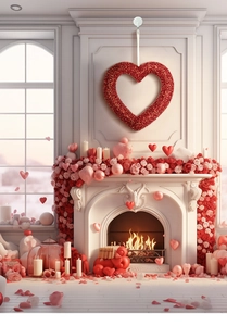 Close-up of sparkling red heart-shaped wreath decoration for romantic wall hanging