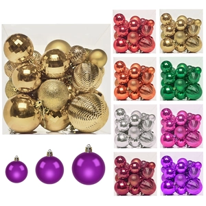 Assorted Christmas ball ornaments set with matte glitter and wavy textured surfaces