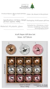Detail showing 12-piece mixed gold silver and pink mirror disco ball gift box set