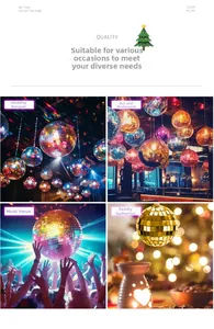 Close-up of sparkling colorful mirror disco balls for party and bar venue decoration