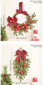 Detailed size and weight specs for Christmas wreaths with pine needles and red berries