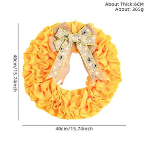Couronne d'abeilles en toile jaune avec nœud et dimensions pour décoration de porte