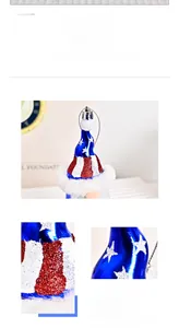 Detail of USA Independence Day gnome ornament with glittery red blue stars and stripes