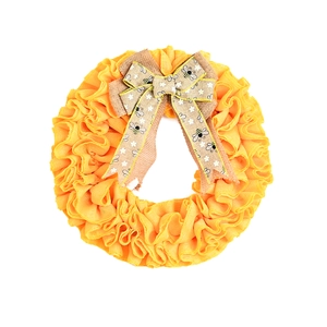 Couronne de fête des abeilles en toile de jute jaune avec nœud pour décoration de porte