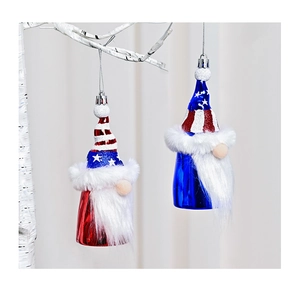 Detail of USA Independence Day gnomes with sequined hats and white faux fur beards