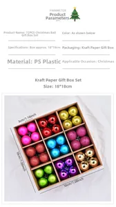 Close-up of 72PCS 3cm Christmas ball set with matte, glossy, and glitter finishes in kraft box
