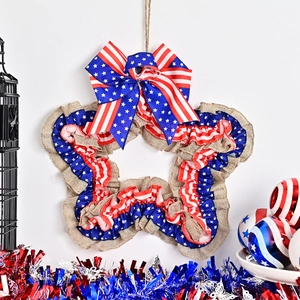 Couronne étoile en toile de jute patriotique avec rayures rouge blanc bleu pour l'Indépendance