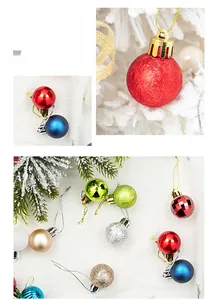 Close-up of 3cm Christmas ball ornaments with shiny, matte, and glitter finishes