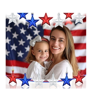 Red white and blue star ornaments set for Independence Day home party decoration