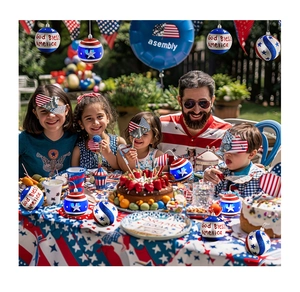 Patriotic 8cm Christmas ball ornaments with God Bless America stars and stripes design